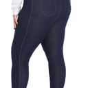Plus Size Jeggings for Women High Waist Stretch Denim Jean Look Leggings with Pockets Pull On Blue 4X
