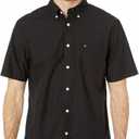 Tommy Hilfiger Mens Short Sleeve Button-Down Shirt (X-Large, Black)