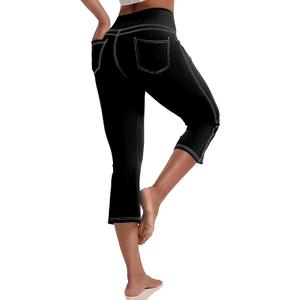 VOOVEEYA Women's Capri Leggings, Yoga Capris Pants with Pockets Stretchy Crop Pants High Waisted Straight Leg 21", Large