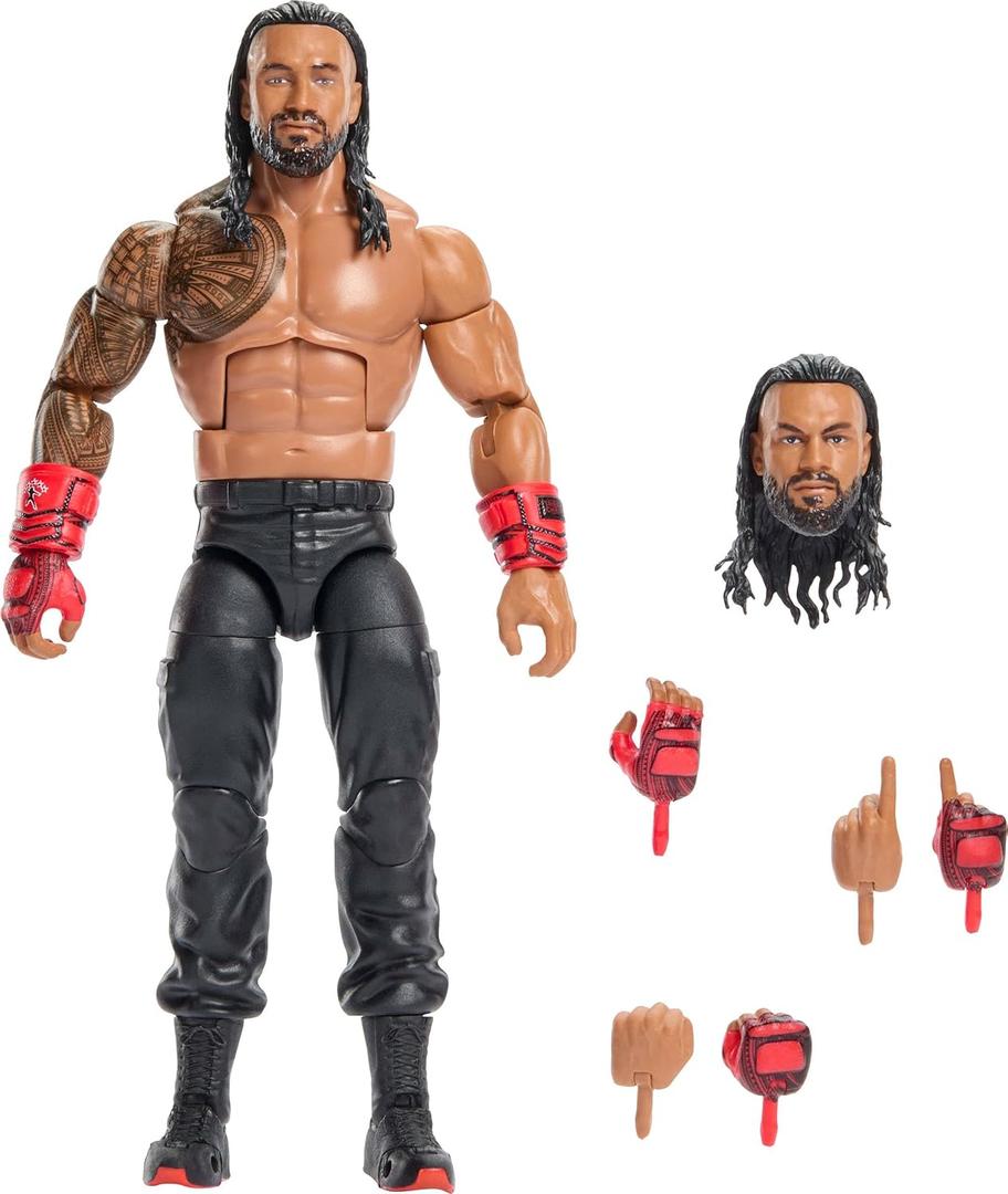 Mattel WWE Elite Collection Top Picks Action Figures & Accessories Set, 6-inch Collectible Roman Reigns with Swappable Hands & Ring Gear 