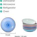 Selamica Porcelain 26 Ounce Salad Pasta Bowls, 8 inch Wide and Shallow Serving bowls, Microwave & Dishwasher Safe, Sturdy & Stackable, Set of 6, Gradient Color