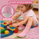 QHANSHIEE Baby Girls Toddlers Ruffle Grip Socks Kids Non Slip Cute Frilly Cotton Crew Socks Uniform School Dress Sock 12Pairs