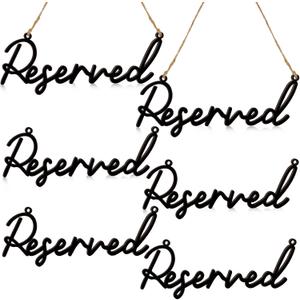 Yalikop 12 Pcs Reserved Signs for Wedding Row Reserved Seating Signs for Chairs Rustic Wooden Hanging Tag with Rope for Wedding Ceremony Church Pews Restaurant Decoration(Black)