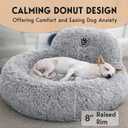 PetJett Calming Dog Bed Medium Size Dog - 30'' Donut Bed, Washable Dog Bed - Anti-Slip Super Soft Fluffy Plush Round Bed, Anti-Anxiety Premium Comfort Pet Bed, Fits Dogs up to 45 lbs - Bright Grey