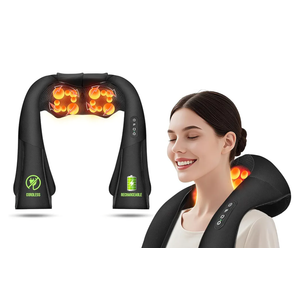 Cordless Shiatsu Neck and Shoulder Massager, Back Massager with Heat,Massage Deeper Tissue 4D Kneading Massage for Shoulder, Neck and Back, Use at Home, Office, Car  Gifts for Fathers Day Dad Gift