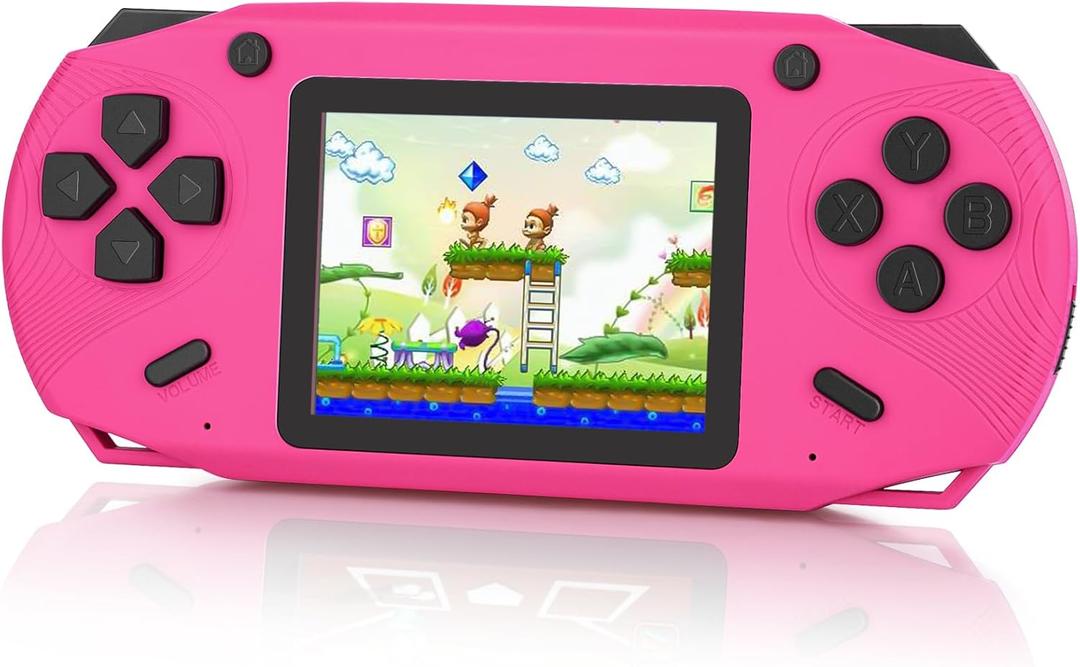 16 Bit Handheld Game for Kids, 3.0'' Large Screen Retro Gaming Player, Preloaded 200 HD Retro Kids Games with 2 Cartridges for Birthday Gift, Video Games for Boys & Girls Aged 4-12(Rose Red)