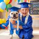 Dog Standing Graduation Costume Outfits with Stole DIY Letter Stickers,Pet Graduation Cap and Gown for Small Medium Dogs Cats,XXL