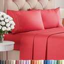 Full Size 4 Piece Sheet Set - Comfy Breathable & Cooling Bed Sheets Set - Hotel Luxury Bedding for Women, Men, Kids, Teens, Boys and Girls - Deep Pockets, Ultra-Soft & Wrinkle Free - Oeko-Tex - Red