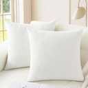 CaliTime Throw Pillow Covers Decorative 22 X 22 Inches Pack of 2 Cozy Chenille Cushion Cases for Couch Sofa Bed Living Room Home True White