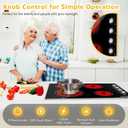 30 Inch Built-In Electric Ceramic Glass Cooktop, 4 Burners, 7200W Total Power, Knob Control, Compatible with Flat-Bottom Cookware, 220-240V Hardwired