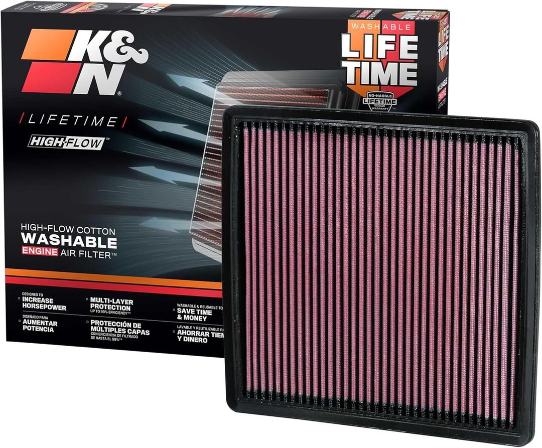 K&N High-Flow Original Lifetime Engine Air Filter: Increase Performance, Premium, Washable: Compatible with 2007-2024 FORD/LINCOLN: Expedition, F150, F250, F350, F450, F550, F560, Navigator, 33-2385