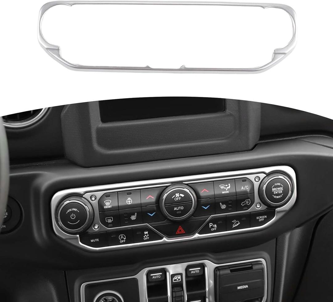 RT-TCZ for Wrangler JL Center Dash AC Switch Cover Trim Frame Silver for Jeep Wrangler JL JLU Gladiator JT 2018-2023 Silver Interior Accessories