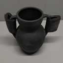 Deco 79 Ceramic Decorative Vase Textured Whitewashed Centerpiece Vase with Handles, Flower Vase for Home Decoration 11" x 9" x 10", Black