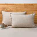 CHUFFED 100% French Linen Pillowcases Standard Size Set of 2 Linen Pillow Cases, Stone Washed Flax Pillow Shams with Zipper Closure - Breathable & Cooling for Hot Sleepers,20x26 Inches, Natural Linen