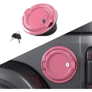 for JL Locking Fuel Door Gas Tank Cap Cover Fit for 2018-2025 Jeep Wrangler JL JLU 2/4 Door, Aluminum Fuel Door Exterior Accessories(Pink)
