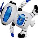 Musical Walking Dancing Robot Toy for Kids, Flashing Lights, 360 Body Spinning, Toddlers Bosys Girls Fun Figure Toy