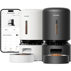 Bundle of PETLIBRO Automatic Cat Feeder, 5G WiFi Automatic Dog Food Dispenser with Freshness Preservation, 5L Timed Pet Feeder with Low Food Sensor, Up to 10 Meals Per Day, Granary Black & White