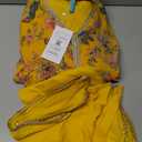 Janasya Indian Women's Georgette Yellow Floral Print Festive Wear Kurta Set for Women, Large