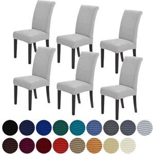 Howhic Stretch Chair Covers for Dining Room Set of 6, Removable Washable Dining Room Chair Covers, Dining Chair Slipcovers Seat Protector, Great Decor for Home and Banquet (Sliver, 6 Pack) (Silver)