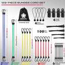 Heavy Duty Bungee Cords with Hooks 129 PCS, 18", 20", 32", 40" Outdoor Rubber Elastic Rope, 4 Canopy Tarps Clips, Small Bungees Rope with Ball, 100 Zip Ties, Mini Cords Carabiner Hook, Storage Bag