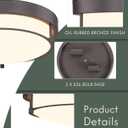 12 inch Flush Mount Ceiling Light, 2-Light Close to Ceiling Light Fixtures with Oil Rubbed Bronze Finish for Bathroom Bedroom Kitchen Hallway, 4822-ORB