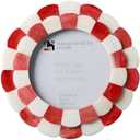 Handicrafts Home Photo Picture Frame - 4" x 4", Round Handmade Gift Photo Frames - Red & White