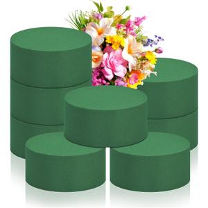 12Pcs 3.8" Round Floral Foam Blocks, Green Wet Dry Flower Foam for Fresh and Artificial Flowers, Wedding, DIY Craft, Party Decoration, Flower Arrangements (3.8" X 1.5")