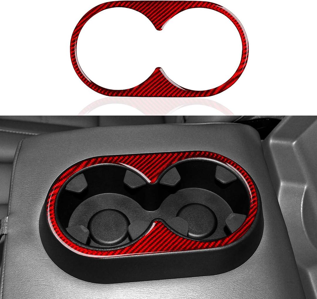Car Cup Holder Sticker Cover Interior Trim Carbon Fiber Decal for Chevrolet Silverado/GMC Sierra 2007-2018 Avalanche 2007-2013 Suburban/Tahoe/Yukon/Yukon XL 2007-2014