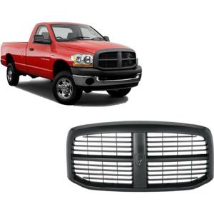 Front Grille (All Black) Compatible With Dodge 2006-2008 Ram 1500 / Compatible With Dodge 2006-2009 Ram 2500 / Compatible With Dodge 2006-2009 Ram 3500 Front Grill