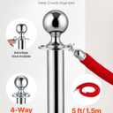 VEVOR Stanchions and Velvet Ropes 8Pcs, Hollow Base with Stainless Steel Post, 4 Red Velvet Ropes and Posts, Crowd Control Barriers Silver Stanchions, Red Carpet Runner Poles for Party Supplies