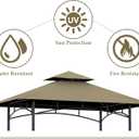Grill Gazebo Replacement Top, 5 * 8 Outdoor BBQ Top Cover, Double Layer BBQ Gazebo Top Canopy for Model #L-GG001PST-F (Khaki)