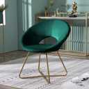 Roundhill Furniture Slatina Green Silky Velvet Upholstered Accent Chair with Gold Tone Finished Base
