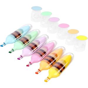 3 x 6 Pcs Scented Highlighters Pens,Cute Design Assorted Colors Highlighter Set,Transparent Widen Chisel Tip,Dry-Quickly,No Bleed,Ideal for Office