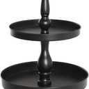 Metal Tiered Tray Stand for Farmhouse Kitchen Table Decor - Three Tier Cake Stand & Serving Tray, Ideal for Cakes, Fruits, Desserts (Black)