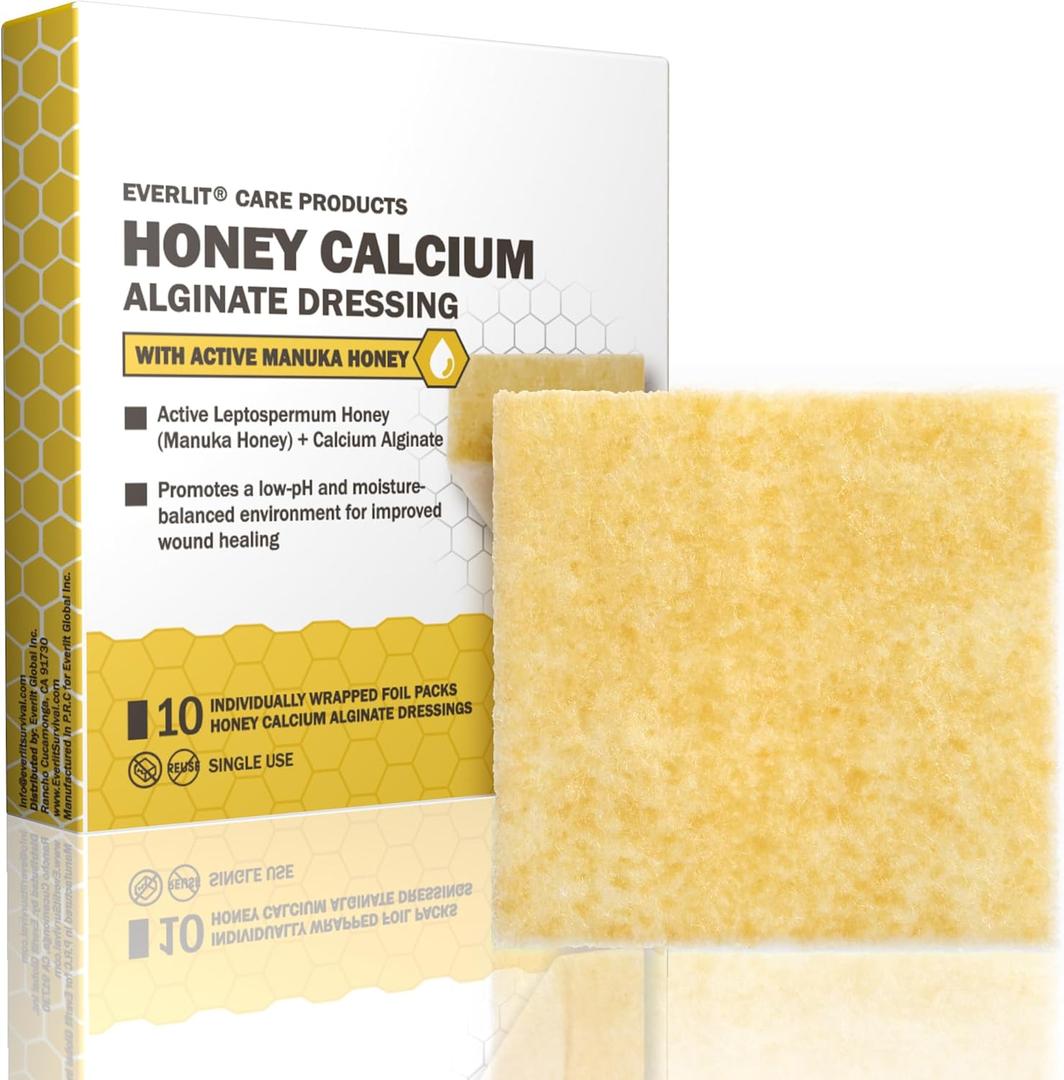 Manuka Honey Dressing | Sterile Non-Adhesive Pads with Unadulterated Medical-Grade Honey | Advanced Healing for Burn, Chronic Wound, Donor Sites, Pressure & Diabetic Ulcer (2" Algiante)