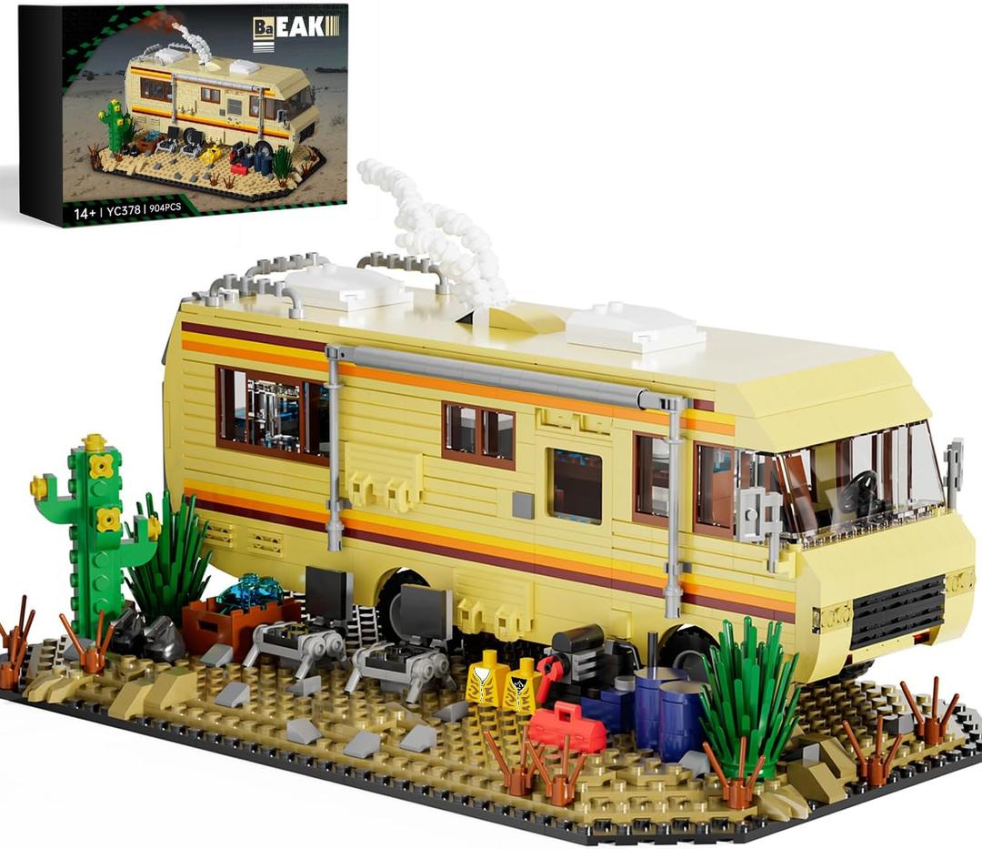 Breaking RV Adventure Building Set, AFOL Upgraded Classic Scene, Compatible with Lego for Adults, Gift for Adults and Avid Fans
