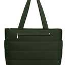 Tote Bag for Women Lightweight Quilted Puffy Shoulder Bag with Storage | Work Travel Everyday Handbag for Gym Shopping, Olive Green