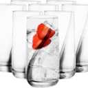 Libbey Black Ribbon Drinking Glasses Set of 8, 16 Oz Sleek Ribbon Accent Drinking Glass Cups, Durable Water Glasses Set for Soft Drinks, Iced Tea