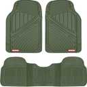 Motor Trend FlexTough Performance All Weather Rubber Car Floor Mats - 3 Piece Floor Mats Automotive Liners for Cars Truck SUV, Heavy-Duty Waterproof (Green)