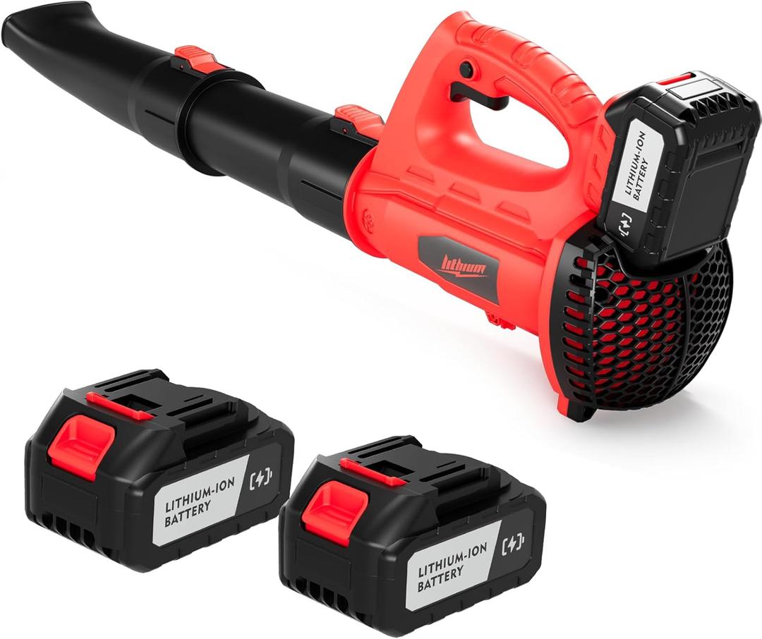 Leaf Blower Cordless, Electric Cordless Leaf Blower with 2 * 4.0Ah Battery Powered, Blowers for Lawn Care, Blower with Extension Nozzle, Battery Powered Blowers Leaf Cordless
