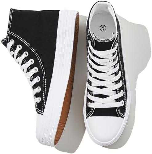 Witwatia Women's High Top Sneakers Canvas Shoes for Women Fashion Sneakers Comfortable Lace Up Casual Shoes size 5,5