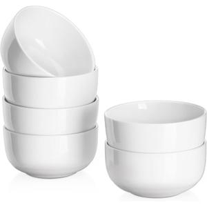 DOWAN 10 OZ Small Bowls, Ice Cream Bowls - 4.25" Ceramic Dessert Bowl Set of 6 - Porcelain Small Cereal Bowls, Side Dishes Dipping Bowl for Portion Control - Dishwasher Microwave SafeSoft White