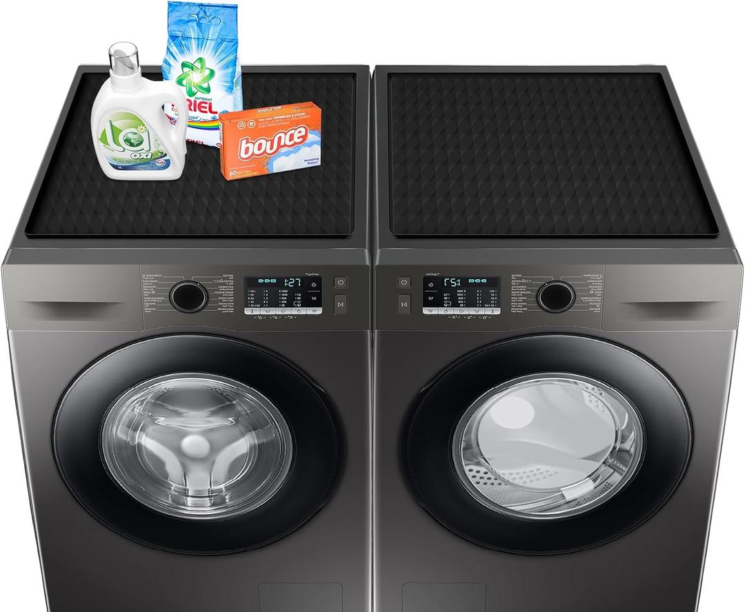 2 Pack Washer and Dryer Covers for the Top, 23.6'' x 19.7'' Silicone Rubber Mat for Laudry Machine & Dryer,Non-slip Heavy Duty Waterproof Washable Top Protector Mat Pad for Laundry & Kitchen