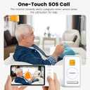 Elderly Monitor with Camera and Audio & Call Button, 2-Way Talk Room Monitors for Elderly, Med Reminder Temp Alert Baby Monitors for Elderly Care & Caregivers, PTZ Camera for Senior Monitoring/No WiFi