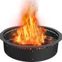 Smokeless Fire Pit Ring, 52 inch Outer/48 inch Inner Heavy Duty Large Solid Steel Firepit Liner for Outside Wood Burning, DIY Campfire Ring Above or In-Ground for Outdoor (Black)