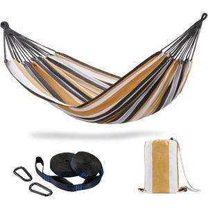 CHULIM Brazilian Double Hammock with Tree Straps,Extra Large 94x63IN,2 Persons Hammock for Backyard Patio Outdoor and Indoor,450lbs Weight Capacity,Soft Woven Cotton Fabric - Coffee Stripe