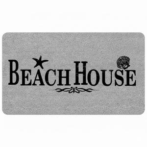 Beach House Door Mat Decor, Coastal Welcome Rug Outdoor Front Porch 17x30 inch
