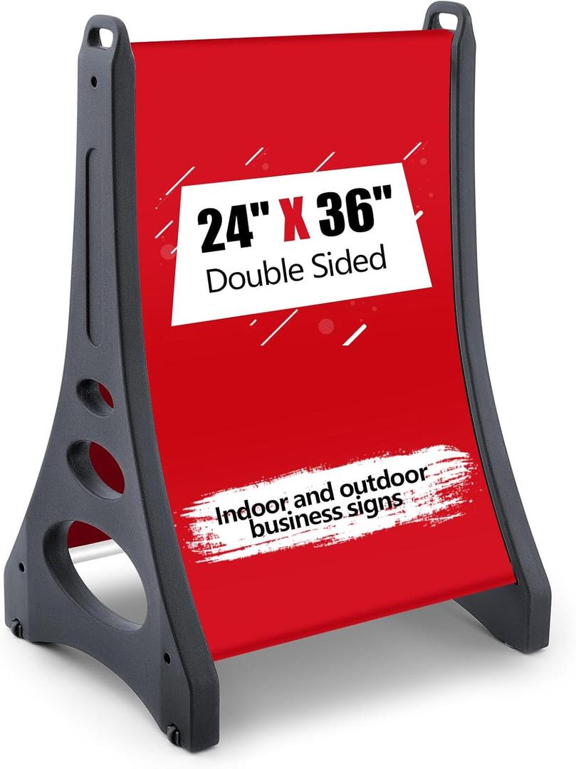 24 x 36 Inch Jumbo Changeable Message Board Sidewalk Sign,Double Sided Sandwich Board Sign with Portable Wheels for Indoor Outdoor Businesses Advertising Poster Restaurant Menu Store Sale