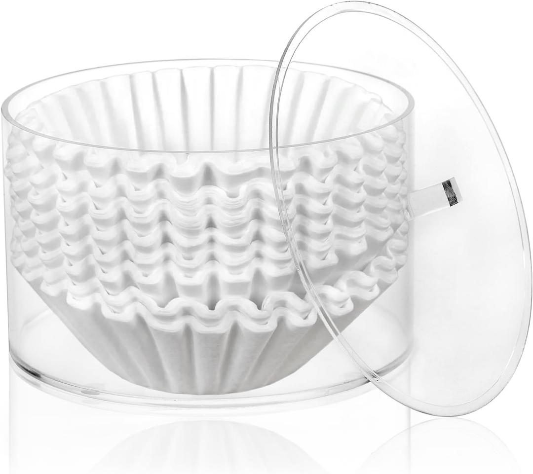 Peohud Coffee Filter Holder, Acrylic Coffee Pod Holder with Lid, Reusable Coffee Filter Storage Container, Stylish Coffee Filter Dispenser for Coffee Bar, Kitchen Countertop