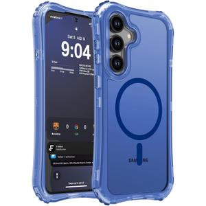 WRJ for Samsung Galaxy S25 FE Case Matte, 2-Layer Durable Bumper [Compatible with MagSafe][Military Grade Drop Protection] Translucent Anti-Fingerprint Full Body Shockproof Phone Case,Blue